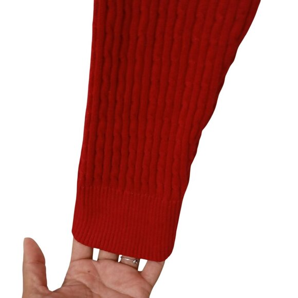 Jeanne Pierre Cardigan Sweater Red Ribbed Knit Button-Front Women XL 100% Cotton - Picture 5 of 8